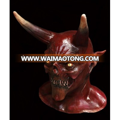 Adult Costume Horror Party Cosplay Halloween Latex Scary Horns Red Devil Mask for sale